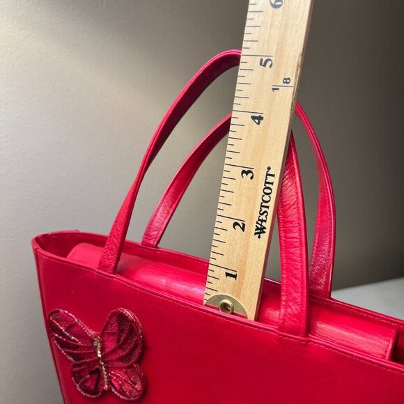 Stuart Weitzman Papillion Red Leather Handbag - Picture 13 of 14